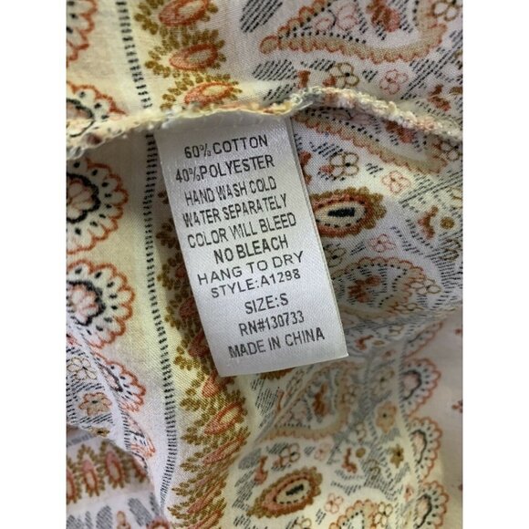 Umgee Small Peasant Top Lace Crocheted Neckline Boho 3/4 Sleeve Prairie Hippie - Picture 10 of 10